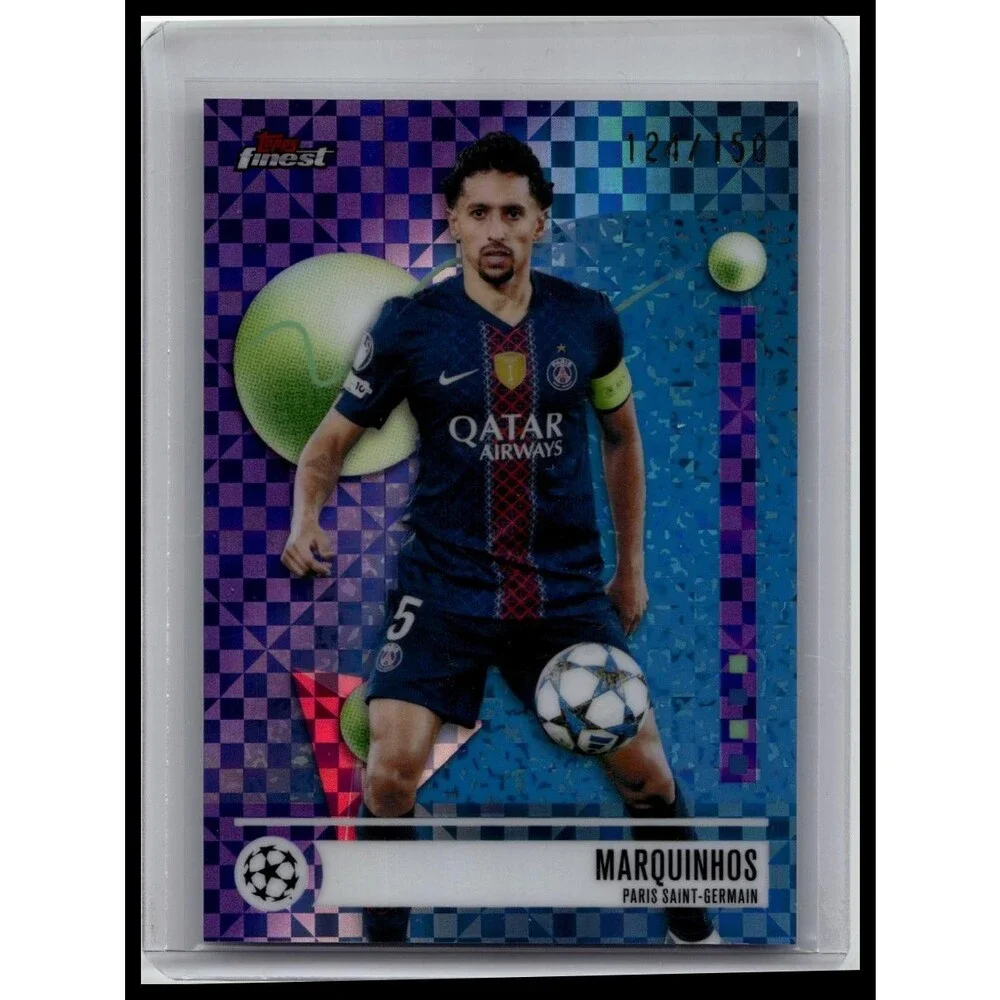 2025-26 Finest UEFA Marquinhos #166 Purple Checkerboard Refractor #/150